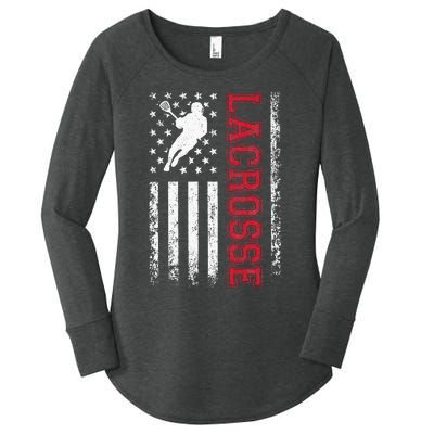 Lacrosse Usa Flag Lax Women's Perfect Tri Tunic Long Sleeve Shirt