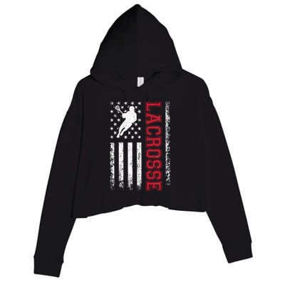 Lacrosse Usa Flag Lax Crop Fleece Hoodie