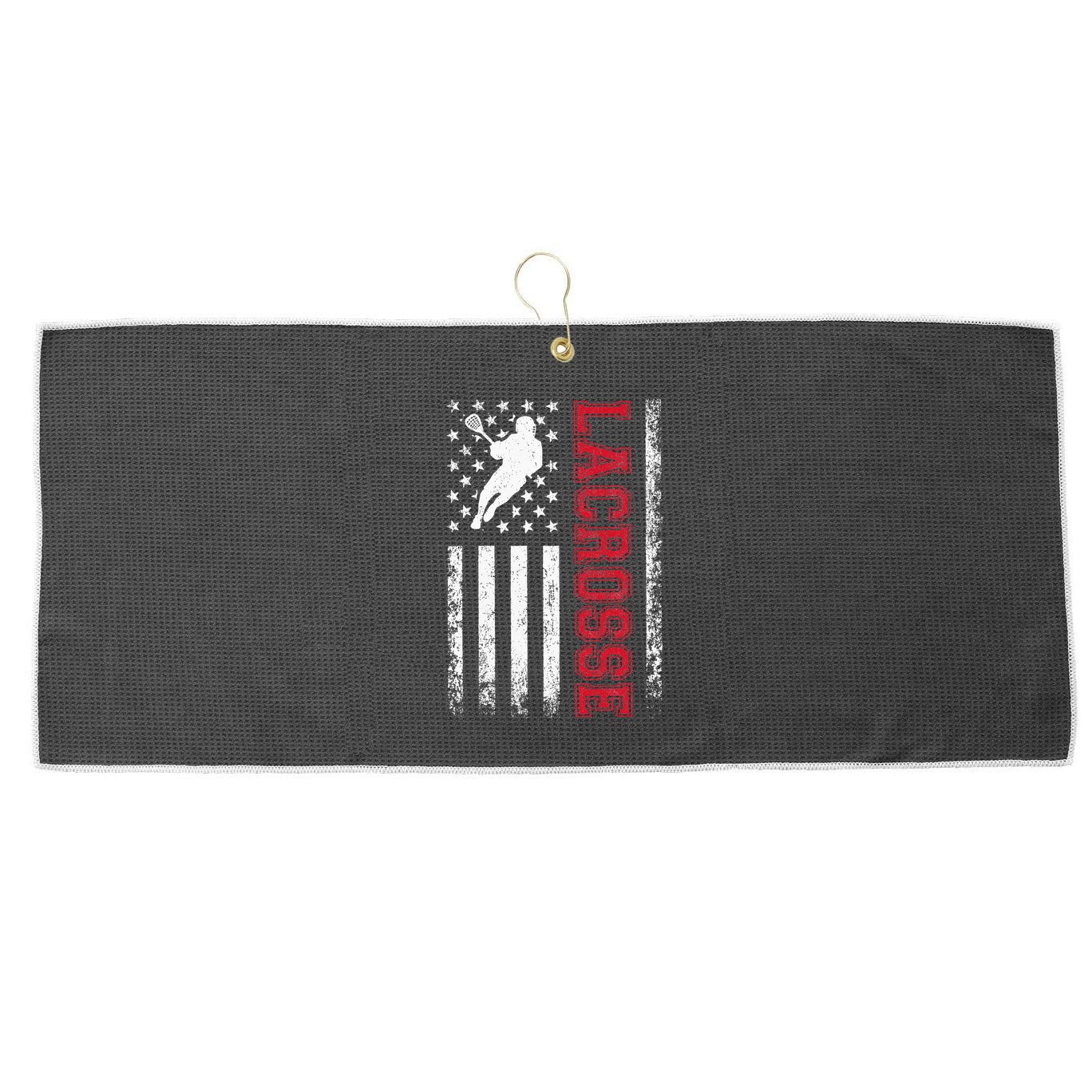 Lacrosse Usa Flag Lax Large Microfiber Waffle Golf Towel