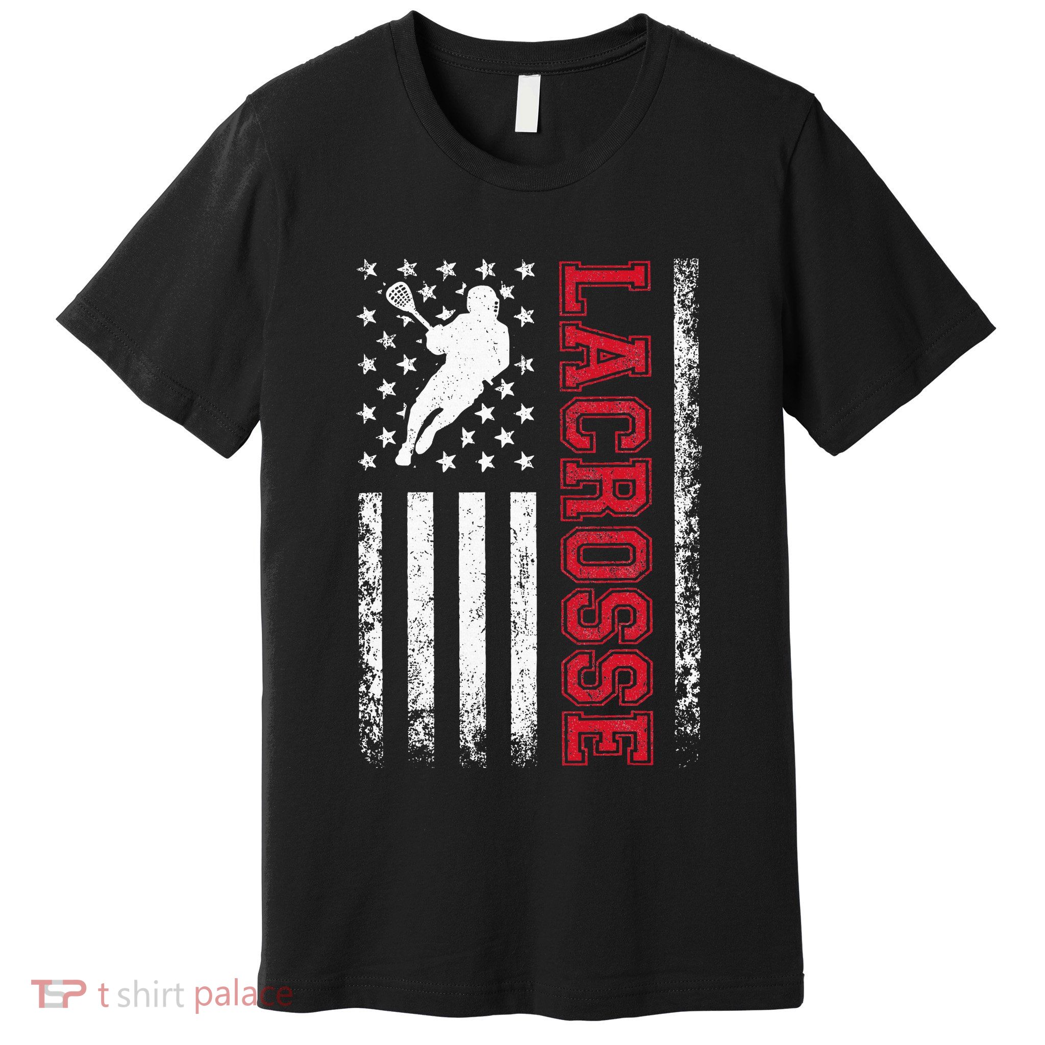 Lacrosse Usa Flag Lax Premium T-Shirt