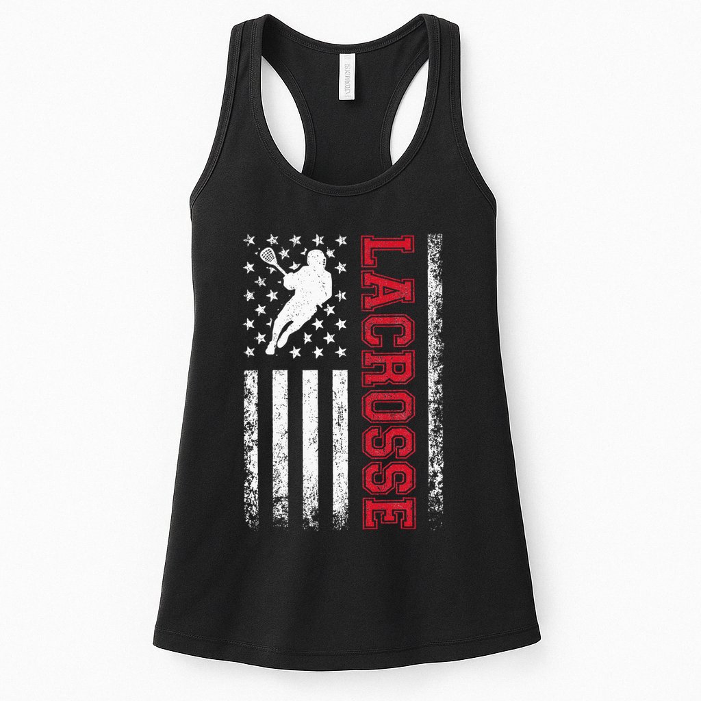 Lacrosse Usa Flag Lax Womens Tank Top