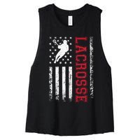 Lacrosse Usa Flag Lax Women's Racerback Cropped Tank