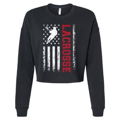 Lacrosse Usa Flag Lax Cropped Pullover Crew