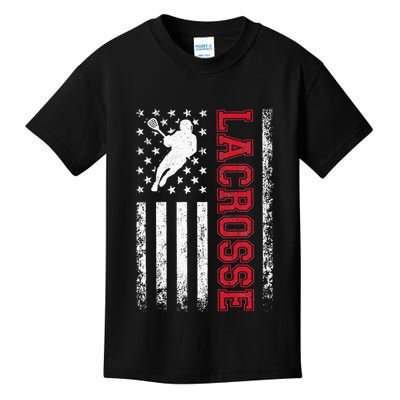 Lacrosse Usa Flag Lax Kids T-Shirt