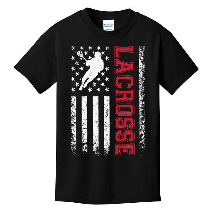 Lacrosse Usa Flag Lax Kids T-Shirt