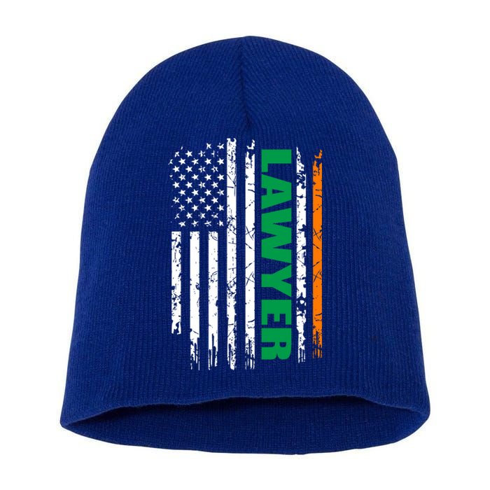 Lawyer Usa Flag Irish St Patrick Day Gift Short Acrylic Beanie