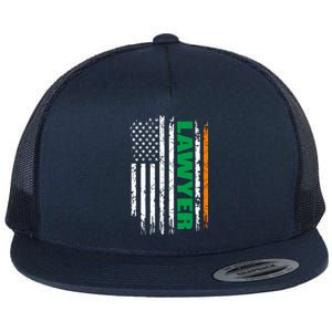 Lawyer Usa Flag Irish St Patrick Day Gift Flat Bill Trucker Hat