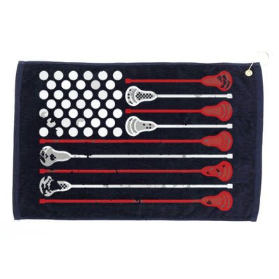 Lacrosse USA Flag Lax Grommeted Golf Towel