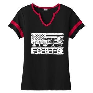 LGBTQ USA Flag Liberty Guns Beer Trump BBQ Ladies Halftime Notch Neck Tee