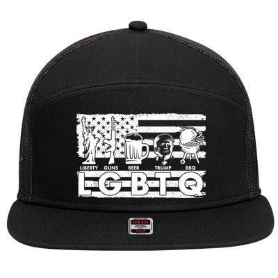 LGBTQ USA Flag Liberty Guns Beer Trump BBQ 7 Panel Mesh Trucker Snapback Hat