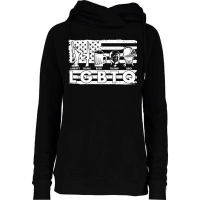 LGBTQ USA Flag Liberty Guns Beer Trump BBQ Womens Funnel Neck Pullover Hood