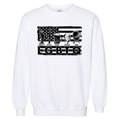 LGBTQ USA Flag Liberty Guns Beer Trump BBQ Garment-Dyed Sweatshirt