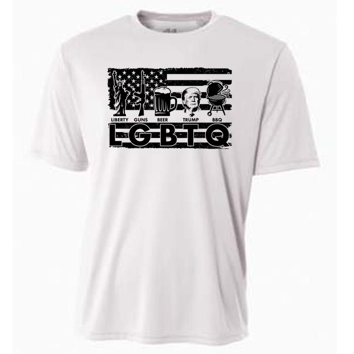 LGBTQ USA Flag Liberty Guns Beer Trump BBQ Cooling Performance Crew T-Shirt