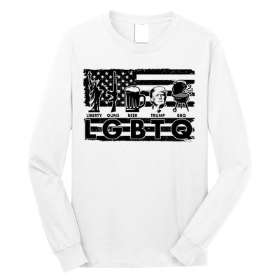 LGBTQ USA Flag Liberty Guns Beer Trump BBQ Long Sleeve Shirt