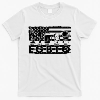 LGBTQ USA Flag Liberty Guns Beer Trump BBQ T-Shirt