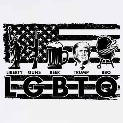 LGBTQ USA Flag Liberty Guns Beer Trump BBQ T-Shirt