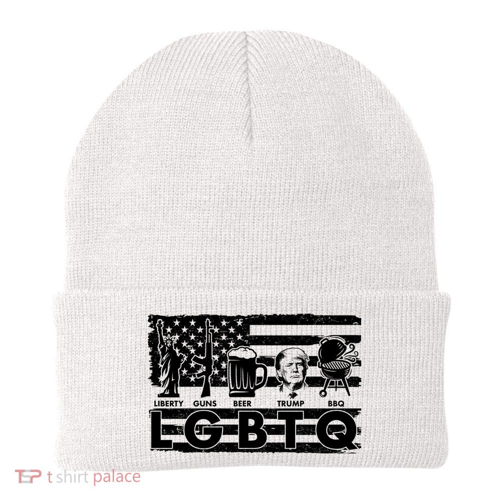 LGBTQ USA Flag Liberty Guns Beer Trump BBQ Beanie