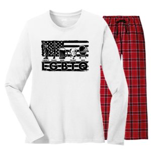 LGBTQ USA Flag Liberty Guns Beer Trump BBQ Women's Long Sleeve Flannel Pajama Set 