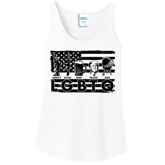 LGBTQ USA Flag Liberty Guns Beer Trump BBQ Ladies Essential Tank