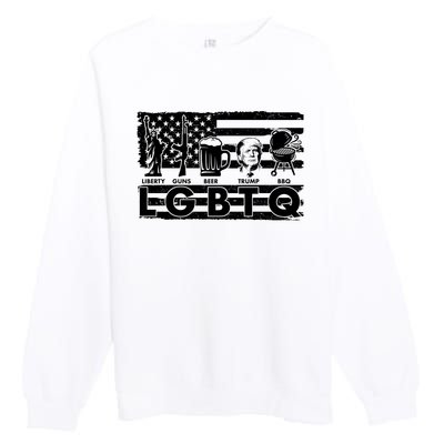 LGBTQ USA Flag Liberty Guns Beer Trump BBQ Premium Crewneck Sweatshirt