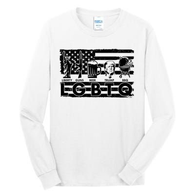 LGBTQ USA Flag Liberty Guns Beer Trump BBQ Tall Long Sleeve T-Shirt