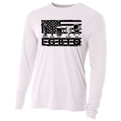 LGBTQ USA Flag Liberty Guns Beer Trump BBQ Cooling Performance Long Sleeve Crew