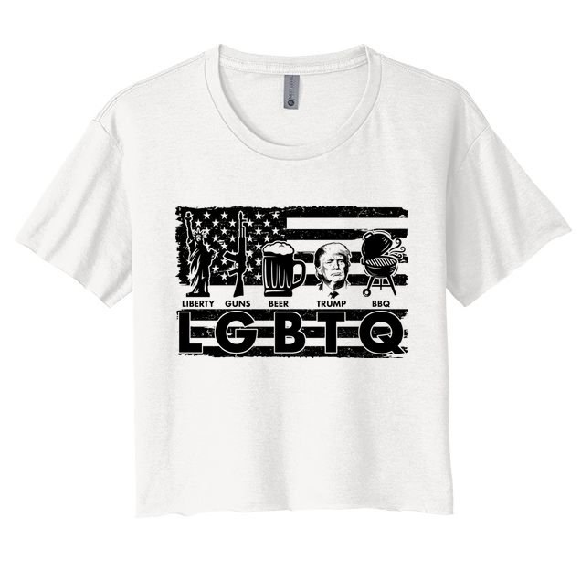LGBTQ USA Flag Liberty Guns Beer Trump BBQ Crop Top