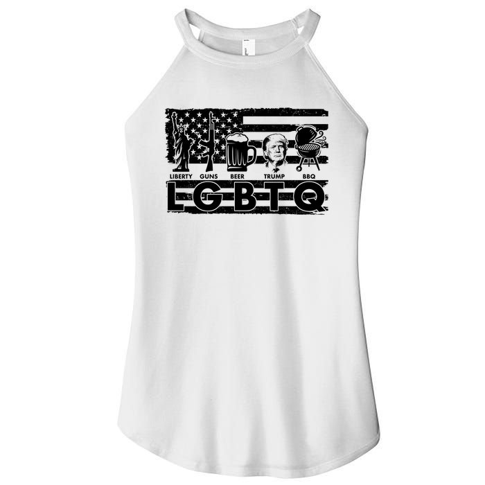 LGBTQ USA Flag Liberty Guns Beer Trump BBQ Women's Perfect Tri Rocker Tank