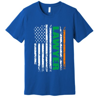 Lawyer Usa Flag Irish St Patrick Day Gift Premium T-Shirt