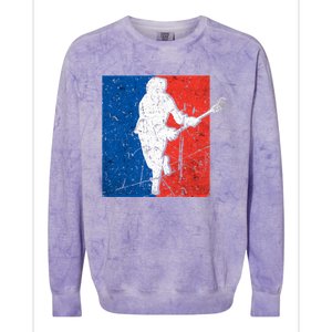 Lacrosse USA Flag Lacrosse Player Colorblast Crewneck Sweatshirt