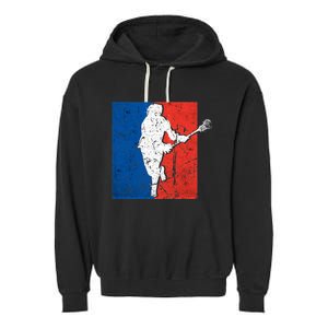 Lacrosse USA Flag Lacrosse Player Garment-Dyed Fleece Hoodie