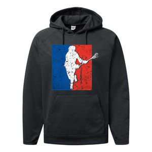 Lacrosse USA Flag Lacrosse Player Performance Fleece Hoodie