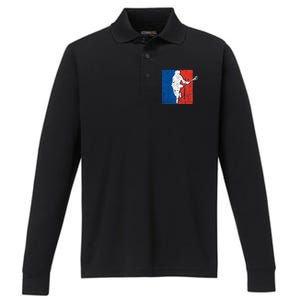 Lacrosse USA Flag Lacrosse Player Performance Long Sleeve Polo