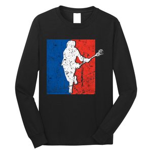 Lacrosse USA Flag Lacrosse Player Long Sleeve Shirt