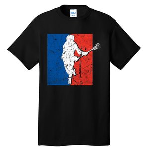 Lacrosse USA Flag Lacrosse Player Tall T-Shirt