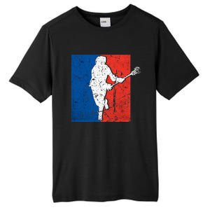 Lacrosse USA Flag Lacrosse Player Tall Fusion ChromaSoft Performance T-Shirt