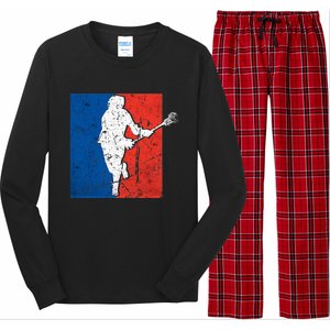 Lacrosse USA Flag Lacrosse Player Long Sleeve Pajama Set