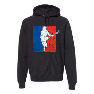 Lacrosse USA Flag Lacrosse Player Premium Hoodie