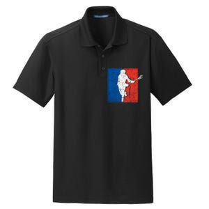 Lacrosse USA Flag Lacrosse Player Dry Zone Grid Polo