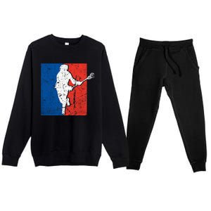 Lacrosse USA Flag Lacrosse Player Premium Crewneck Sweatsuit Set