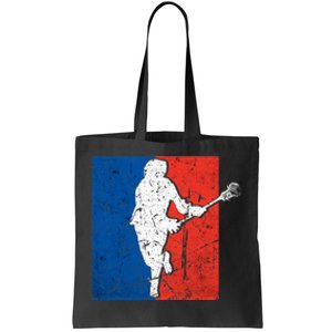 Lacrosse USA Flag Lacrosse Player Tote Bag