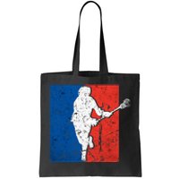 Lacrosse USA Flag Lacrosse Player Tote Bag