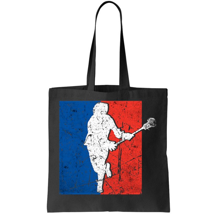 Lacrosse USA Flag Lacrosse Player Tote Bag