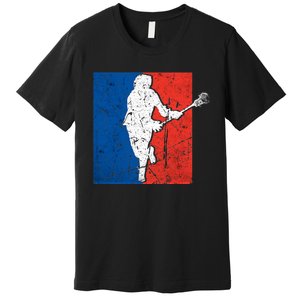 Lacrosse USA Flag Lacrosse Player Premium T-Shirt