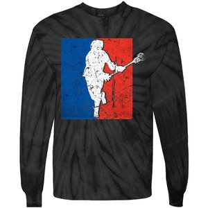 Lacrosse USA Flag Lacrosse Player Tie-Dye Long Sleeve Shirt