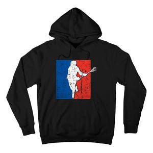 Lacrosse USA Flag Lacrosse Player Tall Hoodie