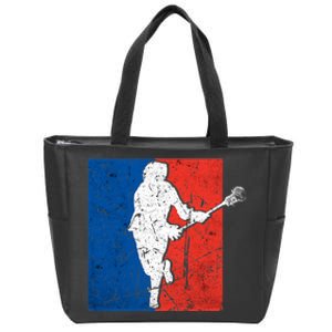 Lacrosse USA Flag Lacrosse Player Zip Tote Bag