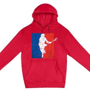 Lacrosse USA Flag Lacrosse Player Premium Pullover Hoodie