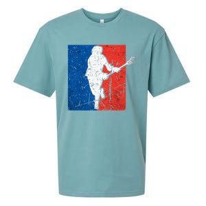 Lacrosse USA Flag Lacrosse Player Sueded Cloud Jersey T-Shirt