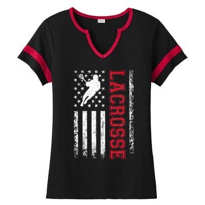 Lacrosse Usa Flag Lax Ladies Halftime Notch Neck Tee